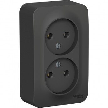 Розетка двойная SCHNEIDER ELECTRIC BLANCA без заземления, без шторок, с изолирующей пластиной, 16А, 250В, антрацит