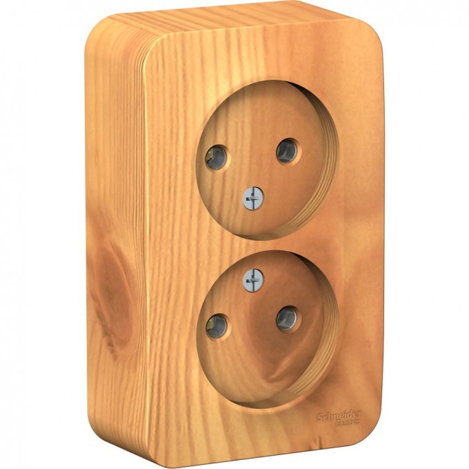 Розетка двойная SCHNEIDER ELECTRIC BLANCA без заземления, без шторок, с изолирующей пластиной, 16А, 250В, ясень BLNRA000215