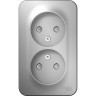 Розетка двойная SCHNEIDER ELECTRIC BLANCA без заземления, со шторкой, с изолирующей пластиной, 16А, 250В, алюминий BLNRA001213