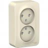 Розетка двойная SCHNEIDER ELECTRIC BLANCA без заземления, со шторкой, с изолирующей пластиной, 16А, 250В, молочный BLNRA001212