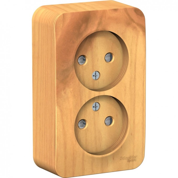 Розетка двойная SCHNEIDER ELECTRIC BLANCA без заземления, со шторкой, с изолирующей пластиной, 16А, 250В, ясень BLNRA001215