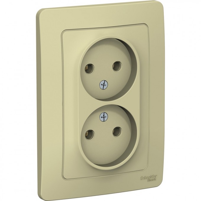 Розетка двойная SCHNEIDER ELECTRIC BLANCA с/у без заземления, без шторок, 16А, 250В, бежевый BLNRS000027