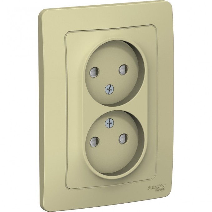 Розетка двойная SCHNEIDER ELECTRIC BLANCA с/у без заземления, со шторками, 16А, 250В, бежевый BLNRS000127