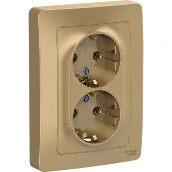 Розетка двойная SCHNEIDER ELECTRIC BLANCA с/у, с заземлением, без шторок, 16А, 250В, титан