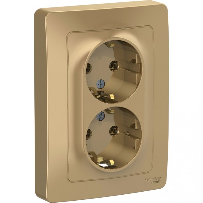 Розетка двойная SCHNEIDER ELECTRIC BLANCA с/у, с заземлением, без шторок, 16А, 250В, титан BLNRS001024