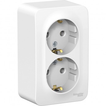 Розетка двойная SCHNEIDER ELECTRIC BLANCA с заземлением, без шторок, 16А, 250В, белый
