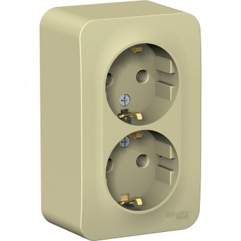 Розетка двойная SCHNEIDER ELECTRIC BLANCA с заземлением, без шторок, с изолирующей пластиной, 16А, 250В, бежевый
