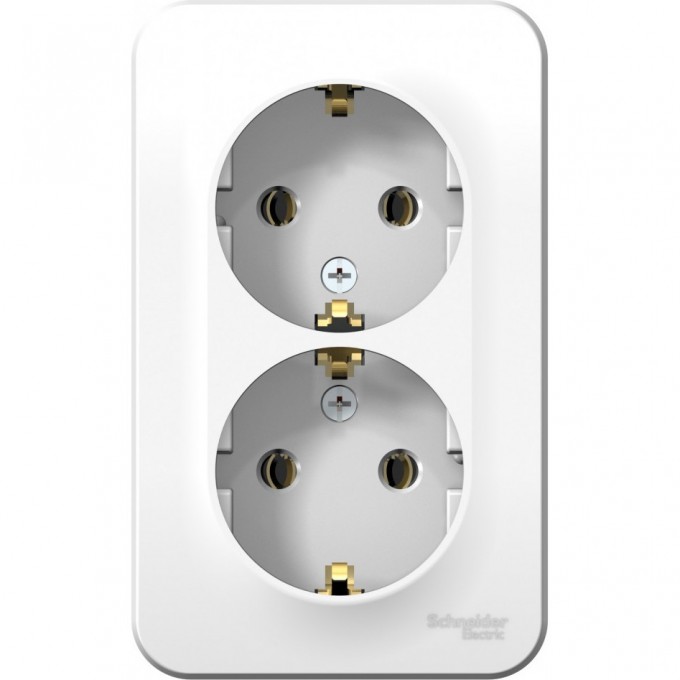Розетка двойная SCHNEIDER ELECTRIC BLANCA с заземлением, без шторок, с изолирующей пластиной, 16А, 250В, белый BLNRA010211