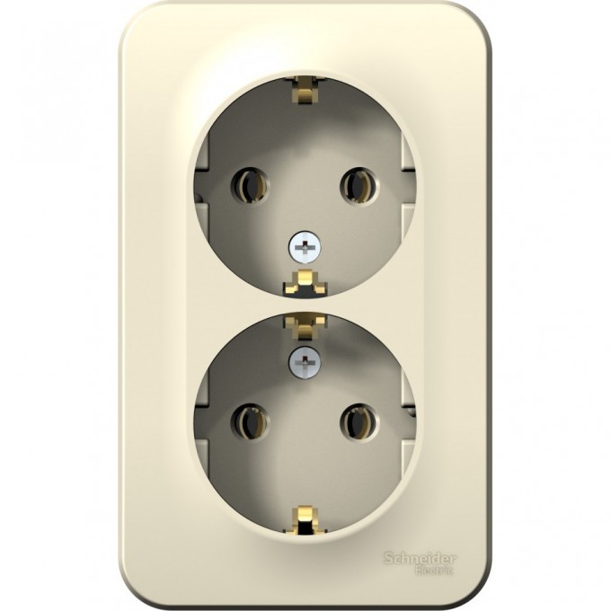 Розетка двойная SCHNEIDER ELECTRIC BLANCA с заземлением, без шторок, с изолирующей пластиной, 16А, 250В, молочный BLNRA010212
