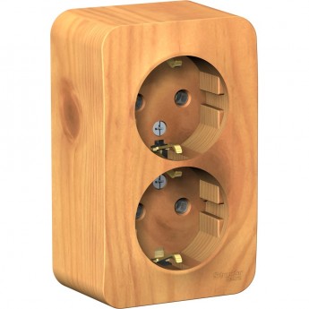 Розетка двойная SCHNEIDER ELECTRIC BLANCA с заземлением, без шторок, с изолирующей пластиной, 16А, 250В, ясень