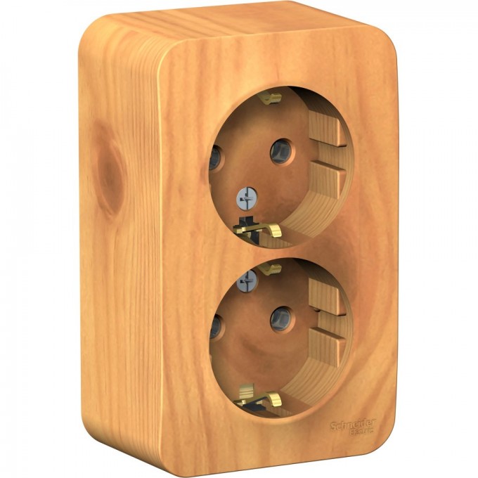 Розетка двойная SCHNEIDER ELECTRIC BLANCA с заземлением, без шторок, с изолирующей пластиной, 16А, 250В, ясень BLNRA010215