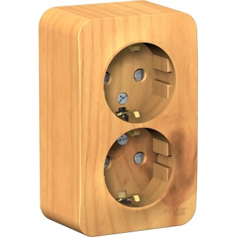 Розетка двойная SCHNEIDER ELECTRIC BLANCA с заземлением, со шторками, 16А, 250В, ясень