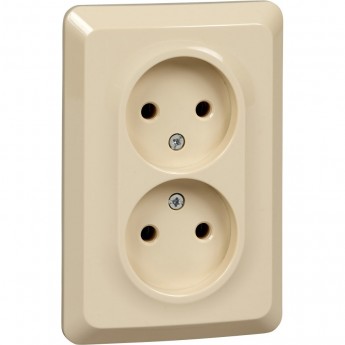 Розетка двойная SCHNEIDER ELECTRIC ЭТЮД С/У без заземления без шторок 16А 250B, кремовый, Россия