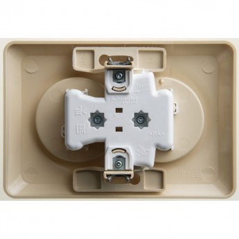 Розетка двойная SCHNEIDER ELECTRIC ЭТЮД С/У без заземления со шторками 16А 250B, кремовый, Россия