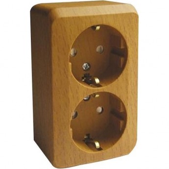 Розетка двойная SCHNEIDER ELECTRIC ЭТЮД с заземлением со шторками 16А 250B, бук, Россия