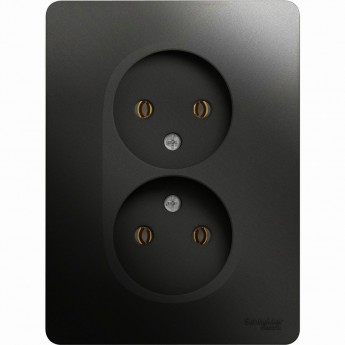 Розетка двойная SCHNEIDER ELECTRIC GLOSSA без заземления, в сборе, антрацит