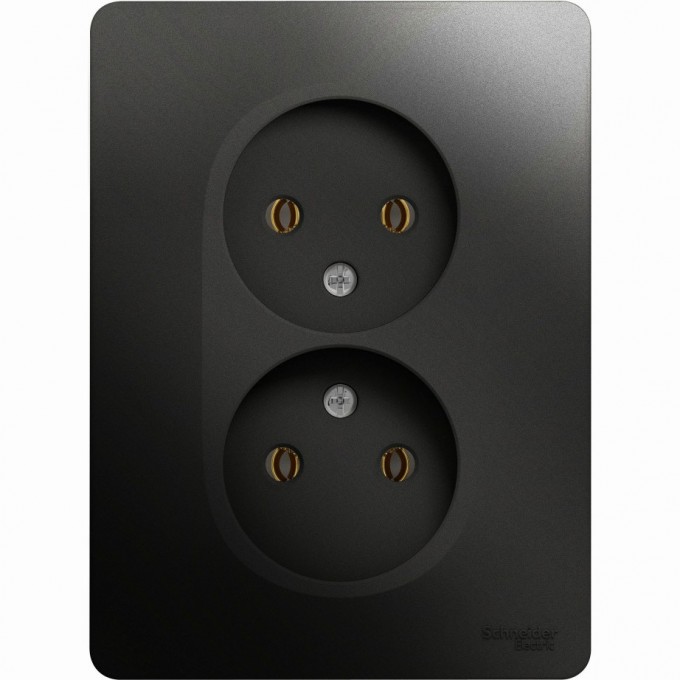 Розетка двойная SCHNEIDER ELECTRIC GLOSSA без заземления, в сборе, антрацит GSL000720