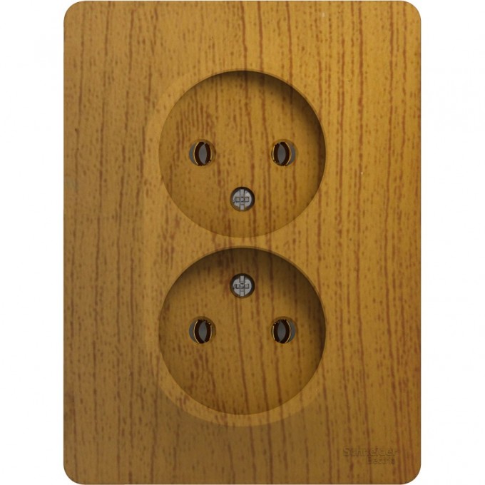 Розетка двойная SCHNEIDER ELECTRIC GLOSSA без заземления, в сборе, дерево дуб GSL000520
