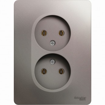 Розетка двойная SCHNEIDER ELECTRIC GLOSSA без заземления, в сборе, платина
