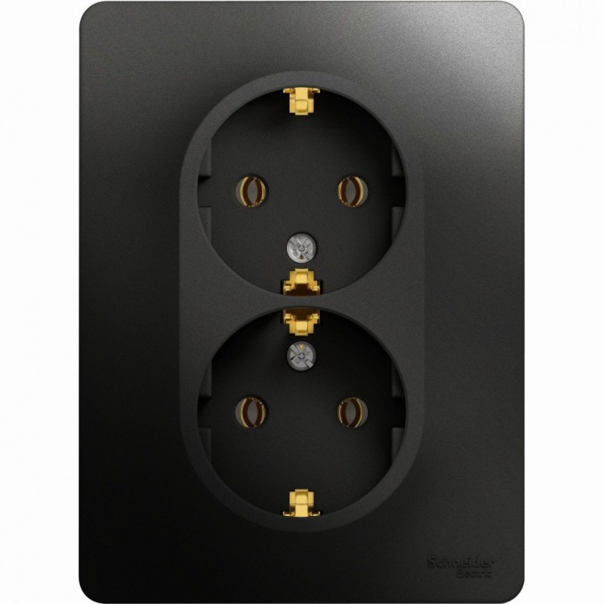 Розетка двойная SCHNEIDER ELECTRIC GLOSSA с заземлением, в сборе, антрацит GSL000724