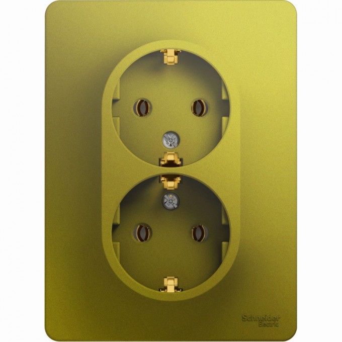 Розетка двойная SCHNEIDER ELECTRIC GLOSSA с заземлением, в сборе, фисташковый GSL001024