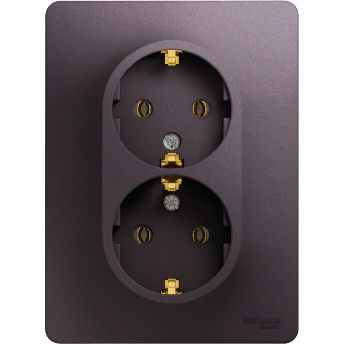 Розетка двойная SCHNEIDER ELECTRIC GLOSSA с заземлением, в сборе, сиреневый туман GSL001424