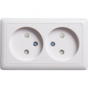 Розетка двойная SCHNEIDER ELECTRIC ХИТ О/У, без заземления со шторками, 16А, белый. Россия