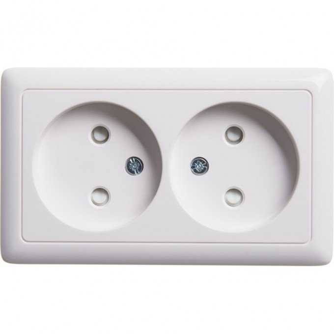 Розетка двойная SCHNEIDER ELECTRIC ХИТ О/У, без заземления, со шторками, ИЗОЛ.ПЛ. 16А, белый. Россия RA16-233I-B
