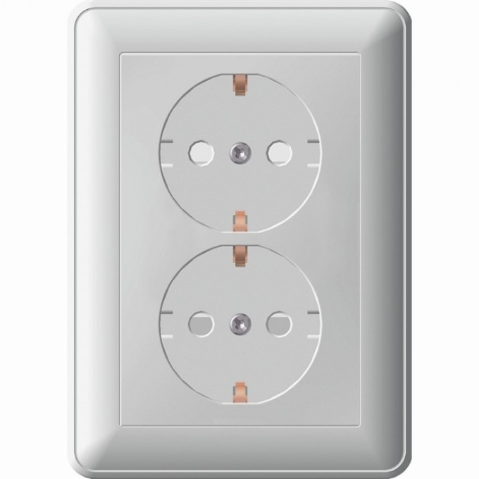 Розетка двойная SCHNEIDER ELECTRIC W59 с заземлением со шторками, 16А, в сборе, белый RS16-255-18