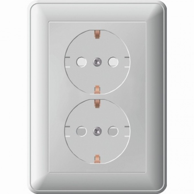 Розетка двойная SCHNEIDER ELECTRIC W59 с заземлением со шторками, 16А, в сборе, матовый хром RS16-255-58