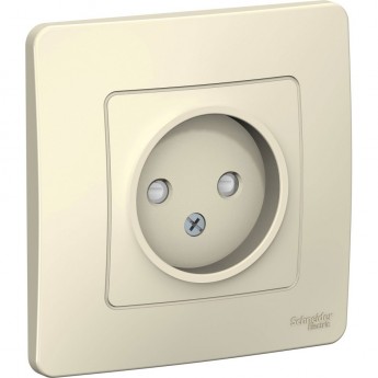 Розетка одинарная SCHNEIDER ELECTRIC BLANCA без заземления, со шторками, 16А, 250В, МОЛОЧНЫЙ