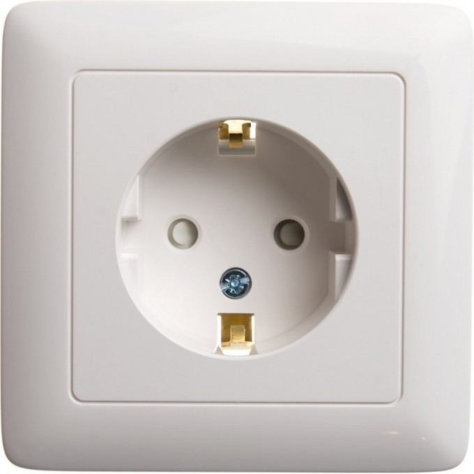 Розетка одинарная SCHNEIDER ELECTRIC ХИТ С/У, с заземлением со шторками 16А, 250В, БЕЛЫЙ. Россия RS16-136-B