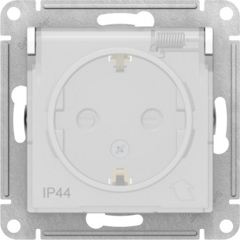 Розетка SCHNEIDER ELECTRIC ATLASDESIGN AQUA с заземлением, со шторками, с прозрачной крышкой,16А, IP44, мех, белый