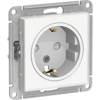 Розетка SCHNEIDER ELECTRIC ATLASDESIGN ART с заземлением со шторками, 16А, механизм, белый