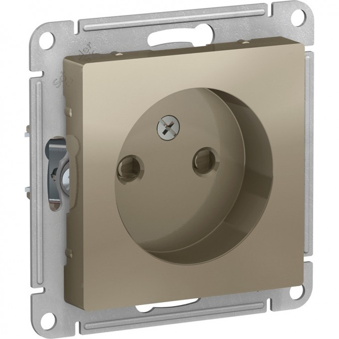 Розетка SCHNEIDER ELECTRIC ATLASDESIGN без заземления, со шторками, механизм, шампань ATN000549