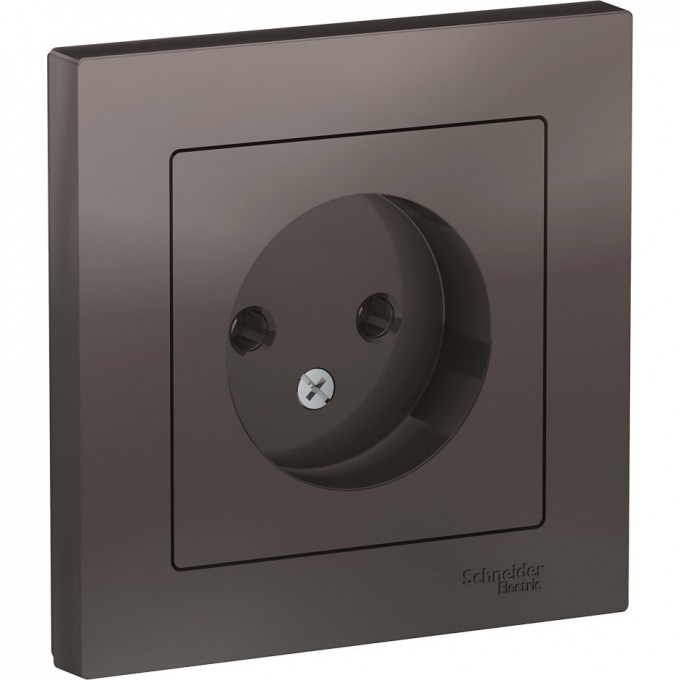 Розетка SCHNEIDER ELECTRIC ATLASDESIGN без заземления, в сборе, мокко ATN000640