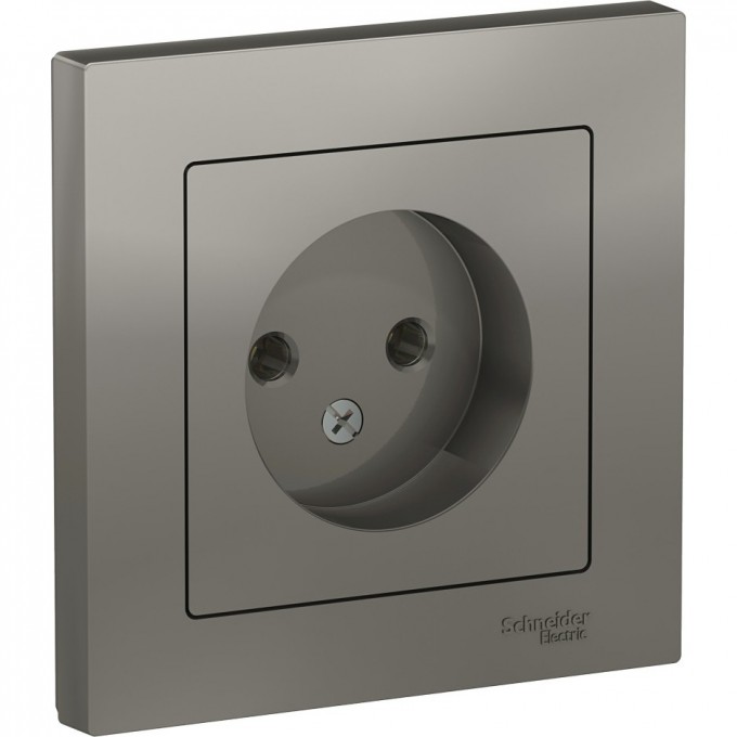 Розетка SCHNEIDER ELECTRIC ATLASDESIGN без заземления, в сборе, сталь ATN000940
