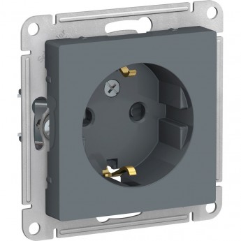 Розетка SCHNEIDER ELECTRIC ATLASDESIGN с заземлением, со шторками, механизм, грифель