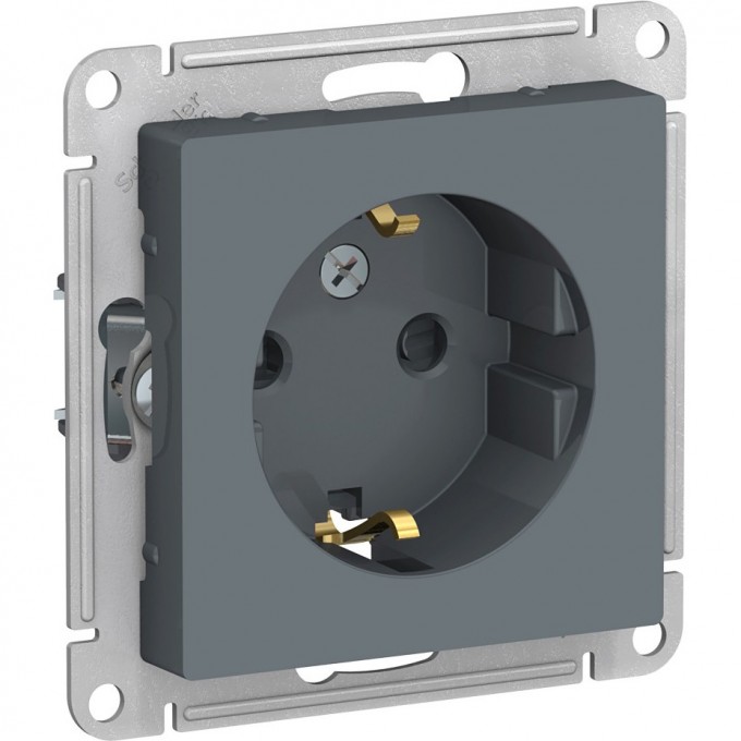 Розетка SCHNEIDER ELECTRIC ATLASDESIGN с заземлением, со шторками, механизм, грифель ATN000745