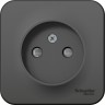 Розетка SCHNEIDER ELECTRIC BLANCA без заземления, со шторкой, с изолирующей пластиной, 16А, 250В, антрацит BLNRA001116
