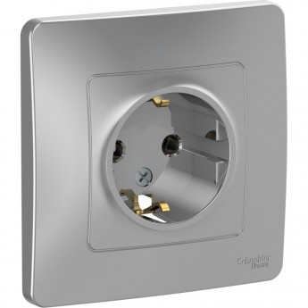 Розетка SCHNEIDER ELECTRIC BLANCA с/у, с заземлением, без шторок, 16А, 250В, алюминий