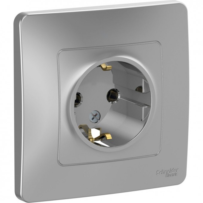 Розетка SCHNEIDER ELECTRIC BLANCA с/у, с заземлением, без шторок, 16А, 250В, алюминий BLNRS001013