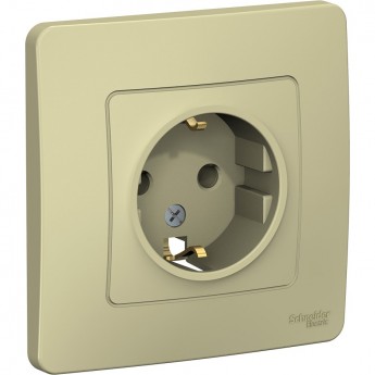Розетка SCHNEIDER ELECTRIC BLANCA с/у, с заземлением, без шторок, 16А, 250В, бежевый