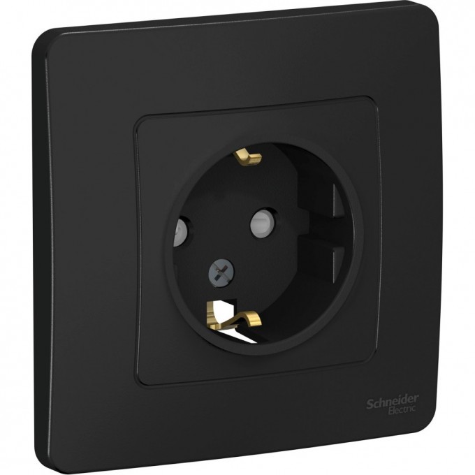Розетка SCHNEIDER ELECTRIC BLANCA с/у, с заземлением, со шторками, 16А, 250В, антрацит BLNRS001116