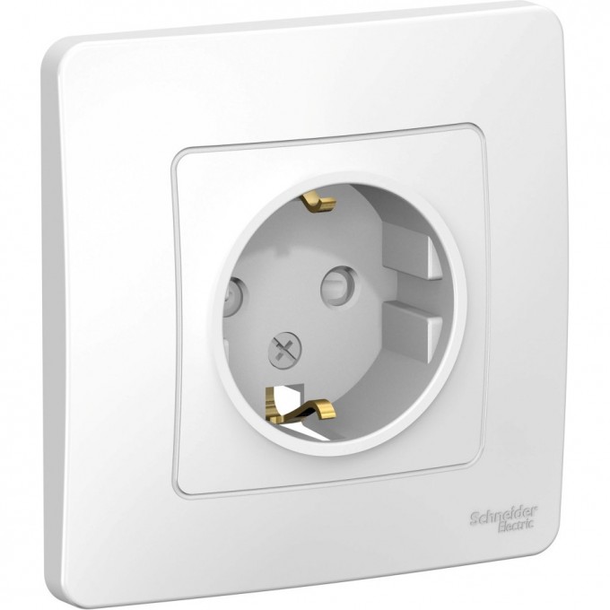 Розетка SCHNEIDER ELECTRIC BLANCA с/у, с заземлением, со шторками, 16А, 250В, белый BLNRS001111