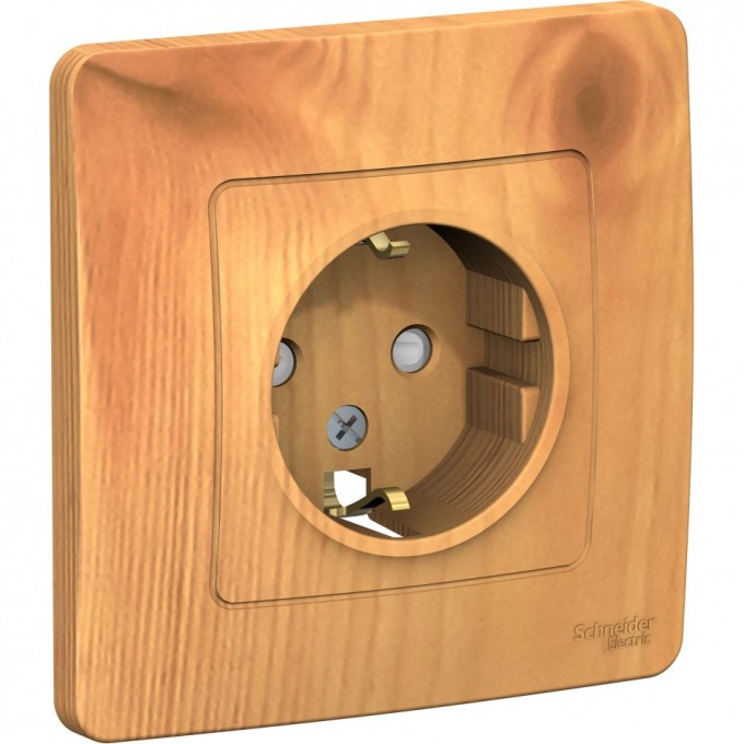 Розетка SCHNEIDER ELECTRIC BLANCA с/у, с заземлением, со шторками, 16А, 250В, ясень BLNRS001115
