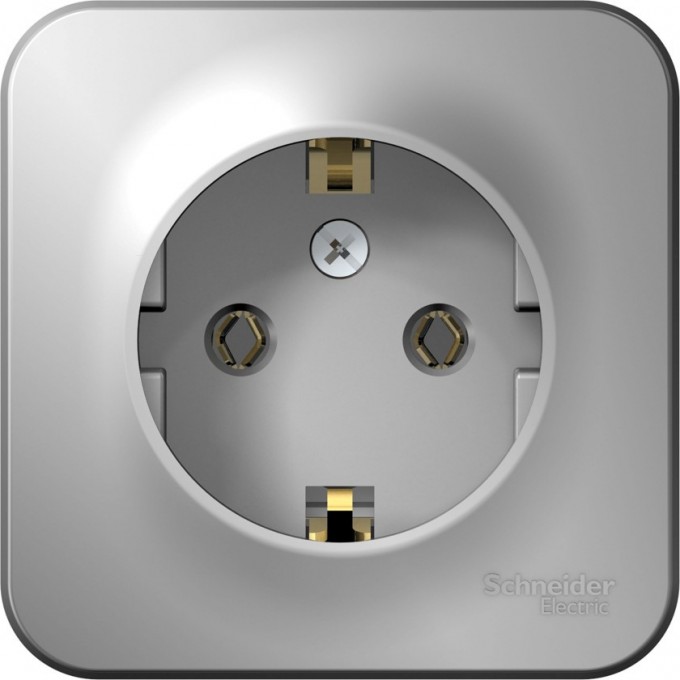 Розетка SCHNEIDER ELECTRIC BLANCA с заземлением, без шторок, 16А, 250В, алюминий BLNRA010103