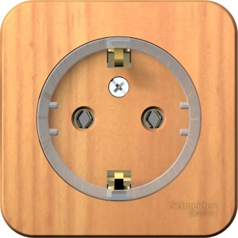 Розетка SCHNEIDER ELECTRIC BLANCA с заземлением, без шторок, (Компакт) с изолирующей пластиной, 16А, 250В, ясень
