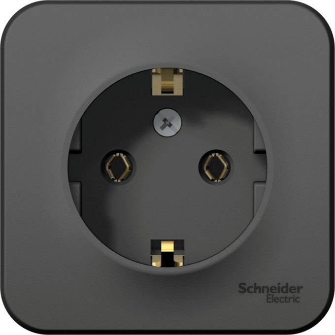 Розетка SCHNEIDER ELECTRIC BLANCA с заземлением, без шторок, с изолирующей пластиной, 16А, 250В, антрацит BLNRA010116