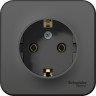 Розетка SCHNEIDER ELECTRIC BLANCA с заземлением, без шторок, с изолирующей пластиной, 16А, 250В, антрацит BLNRA010116